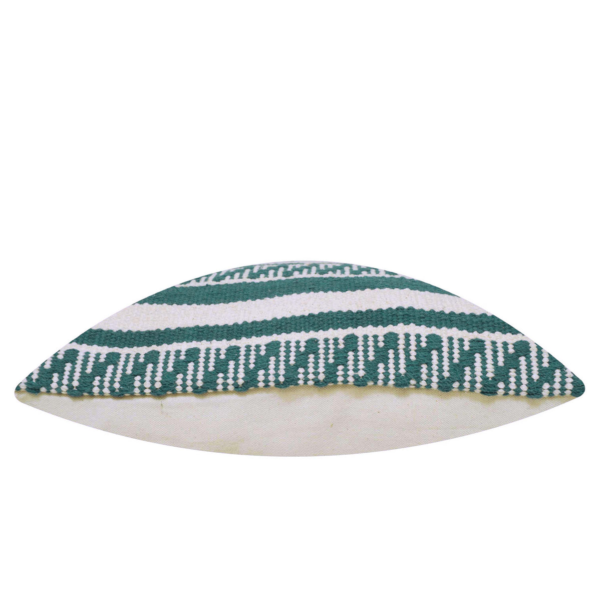 Teal and ivory geometric handwoven cotton cushion cover 45x45 cm