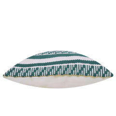 Teal and ivory geometric handwoven cotton cushion cover 45x45 cm