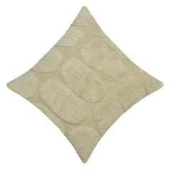 Handmade Tufted Cotton Cushion Cover 45x45 cm | Ivory Textured Geometric Plush Throw Pillow Cover | Modern Boho Home Décor | Hidden Zipper