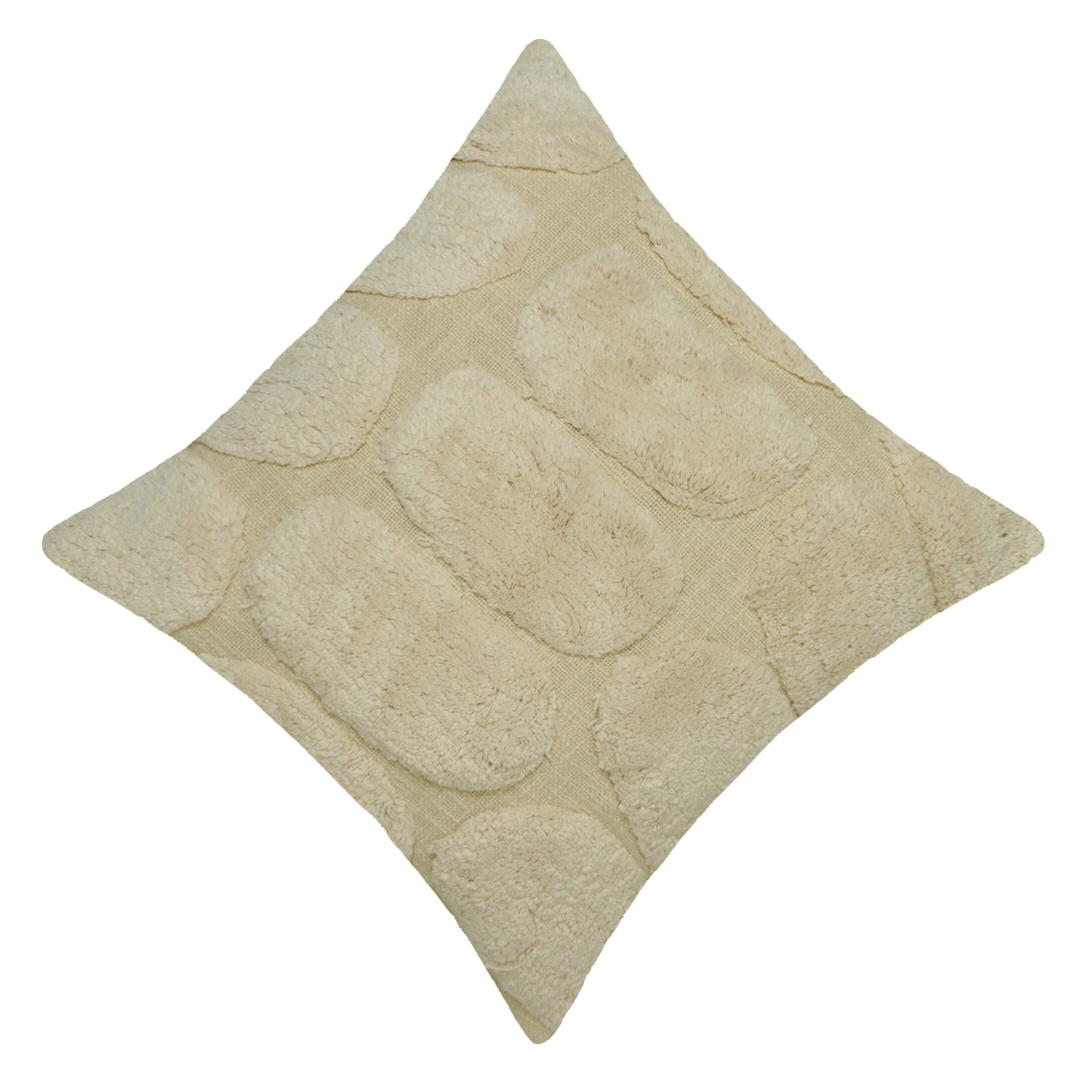 Handmade Tufted Cotton Cushion Cover 45x45 cm | Ivory Textured Geometric Plush Throw Pillow Cover | Modern Boho Home Décor | Hidden Zipper