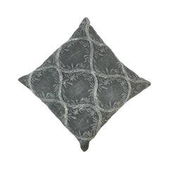Velvet Trellis Embroidered Cushion Cover – Sage Grey | 45x45 cm Decorative Pillow Cover