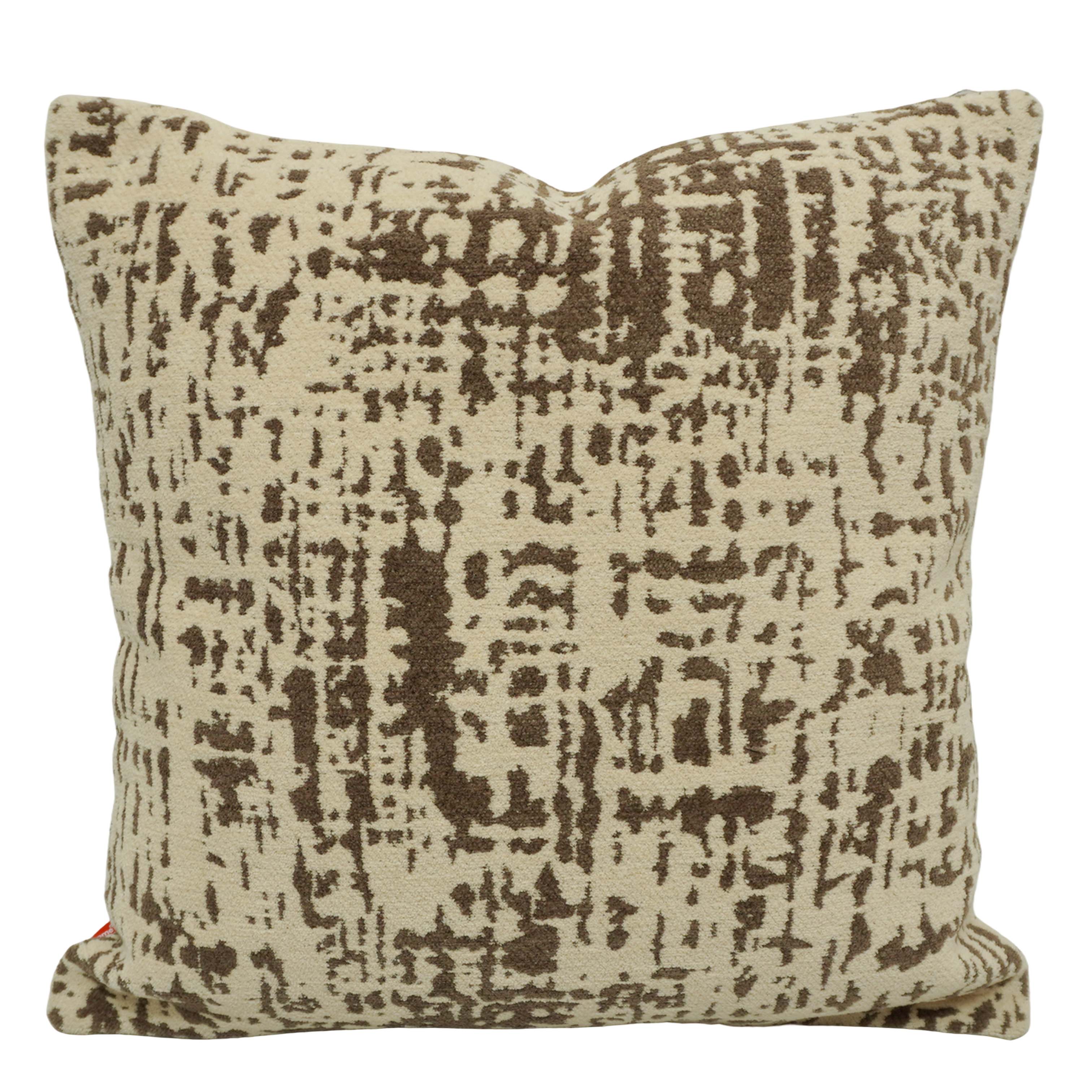 Jacquard Abstract Textured Cushion Cover – Earthy Brown & Cream, 45 x 45 cm