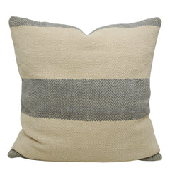 Handwoven Cotton Cushion Cover 45x45 cm – Ivory & Grey Textured Stripe Design | Soft Decorative Throw Pillow Cover with Concealed Zip