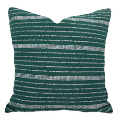 Handwoven Cotton Cushion Cover – Green & Ivory Textured Striped Design, 45 x 45 cm