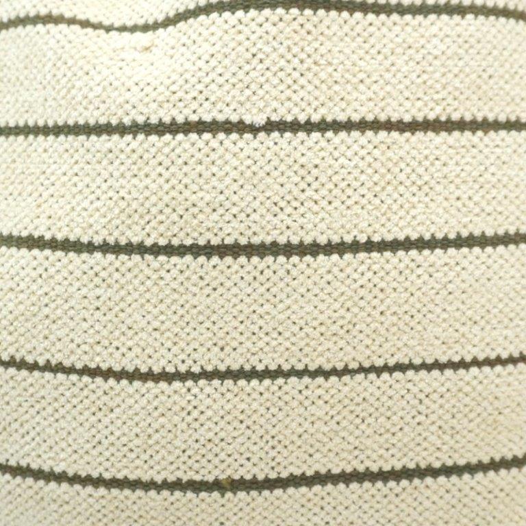 Handmade Cotton Striped Cushion Cover 45x45 cm | Woven Ivory & Charcoal Decorative Pillow Cover | Artisan Textured Throw Cushion