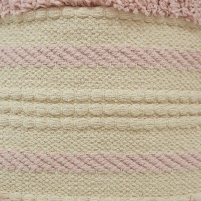 Handmade Tufted Cotton Cushion Cover 45x45 cm | Blush Pink & Ivory Textured Boho Pillow Cover - Bulk manufacturer & supplier from Panipat, India