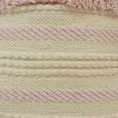 Handmade Tufted Cotton Cushion Cover 45x45 cm | Blush Pink & Ivory Textured Boho Pillow Cover