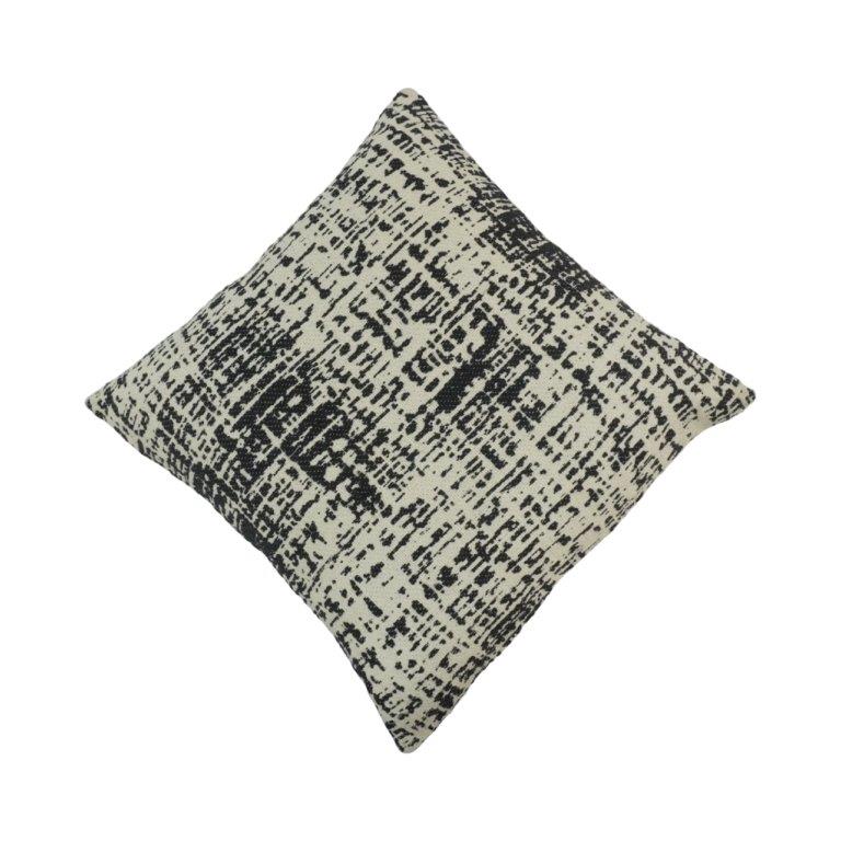 Black & Ivory Abstract Jacquard Cushion Cover | Modern Textured Sofa Pillow Cover | 45 x 45 cm - Bulk manufacturer & supplier from Panipat, India