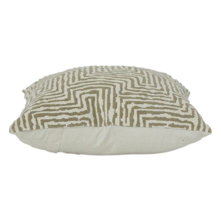 Geometric Embroidered Cotton Cushion Cover | Modern Abstract Pattern | Neutral Beige Decor Pillow | 18x18 Inch - Bulk manufacturer & supplier from Panipat, India
