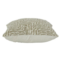 Geometric Embroidered Cotton Cushion Cover | Modern Abstract Pattern | Neutral Beige Decor Pillow | 18x18 Inch