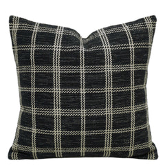 Handwoven Black & Ivory Checkered Cotton Cushion Cover – 45 x 45 cm | Woven Grid Pattern