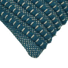 Handwoven Cotton Cushion Cover 45x45 cm | Textured Woven Stripe Design | Decorative Sofa Cushion Cover | Hidden Zip | Blue & Ivory | 18x18 Inch