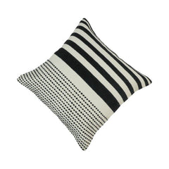 Handmade Black & White Cotton Cushion Cover | Woven Striped & Dotted Design | 45x45 cm Decorative Pillow Cover