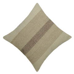 Handwoven Cotton Cushion Cover 45x45 cm | Natural Beige Striped Textured Throw Pillow Cover | Rustic Farmhouse & Boho Decorative Cushion Cover | Hidden Zipper