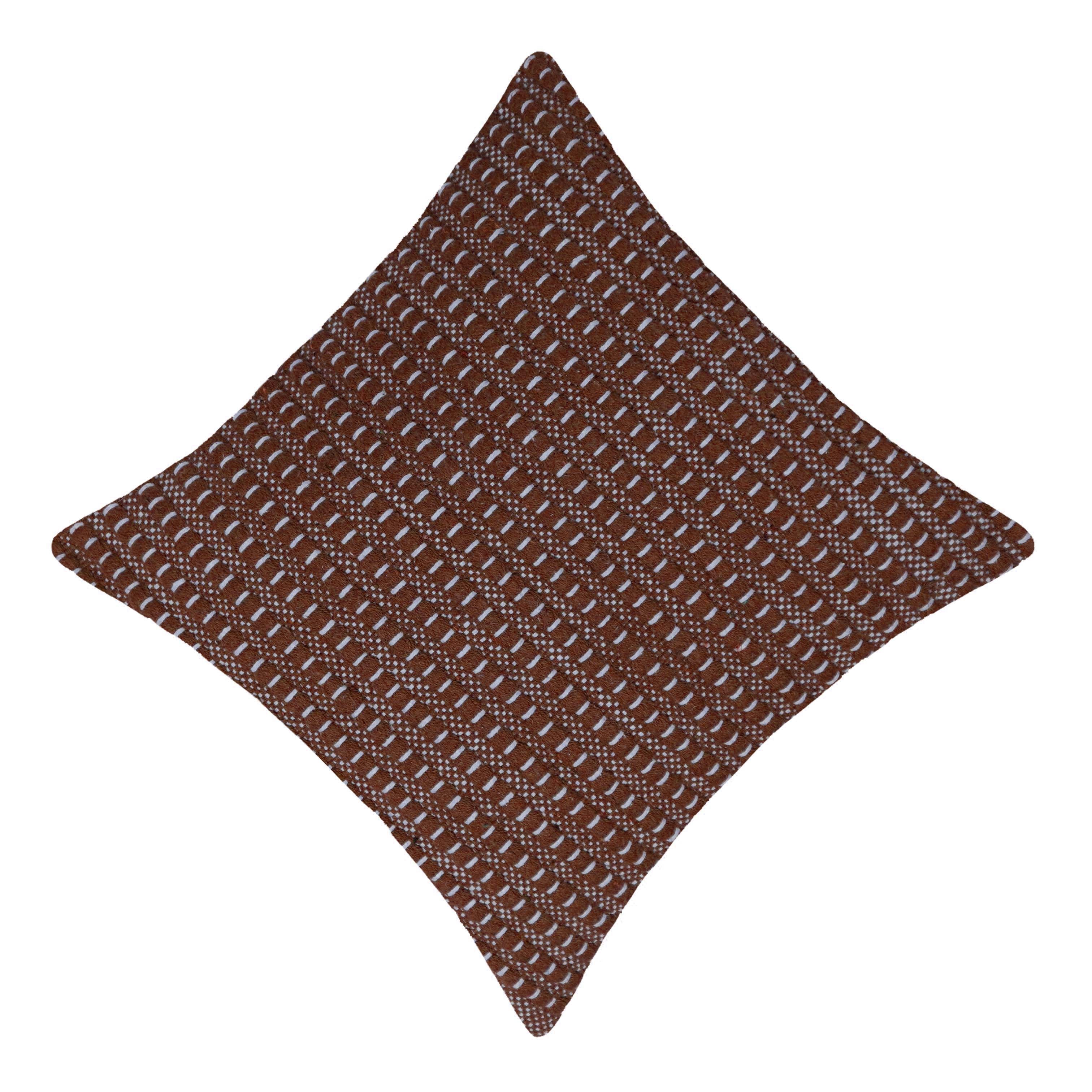 Handwoven Cotton Cushion Cover – Brown & Ivory Textured Striped Design, 45 x 45 cm