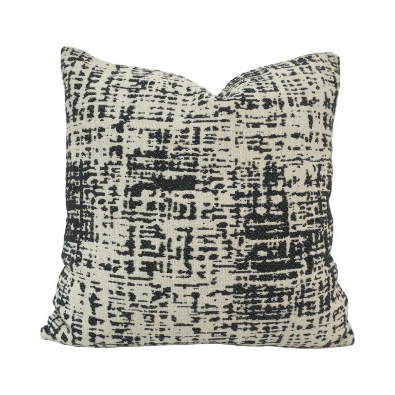 Black & Ivory Abstract Jacquard Cushion Cover | Modern Textured Sofa Pillow Cover | 45 x 45 cm
