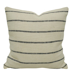 Handwoven Cotton Striped Cushion Cover 45x45 cm | Ivory & Black Woven Throw Pillow Cover | Modern Farmhouse & Minimalist Home Décor | Hidden Zip | 100% Cotton