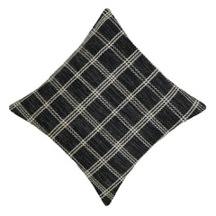 Handwoven Black & Ivory Checkered Cotton Cushion Cover – 45 x 45 cm | Woven Grid Pattern