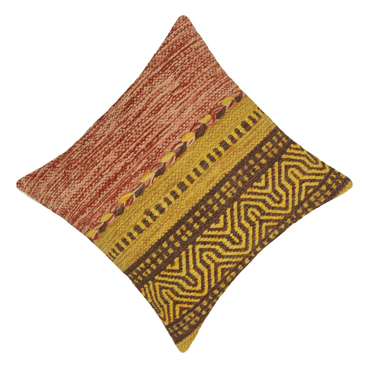 Handwoven Cotton Cushion Cover 45x45 cm – Multicolor Textured Geometric Pattern