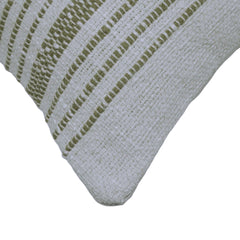 Handwoven Cotton Cushion Cover – Sage Green & Ivory Striped Textured Design, 45 x 45 cm