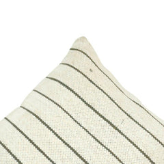 Handmade Cotton Striped Cushion Cover 45x45 cm | Woven Ivory & Charcoal Decorative Pillow Cover | Artisan Textured Throw Cushion
