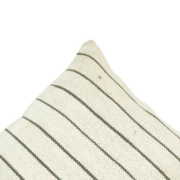 Handmade Cotton Striped Cushion Cover 45x45 cm | Woven Ivory & Charcoal Decorative Pillow Cover | Artisan Textured Throw Cushion
