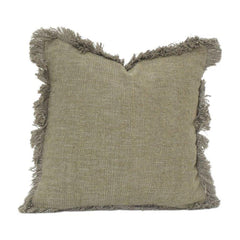 Housse de coussin en coton faite à la main avec bords à franges – 45x45 cm | Housse de coussin décorative texturée et minimaliste