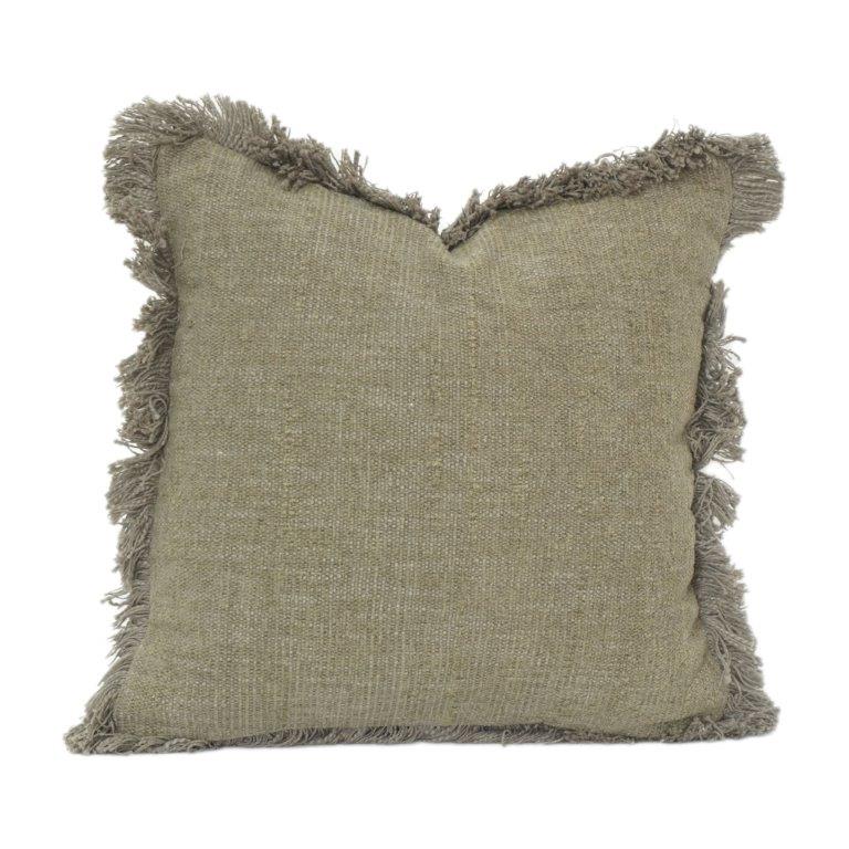 Handmade Cotton Cushion Cover with Fringe Edge – 45x45 cm | Textured Minimalist Throw Pillow Case