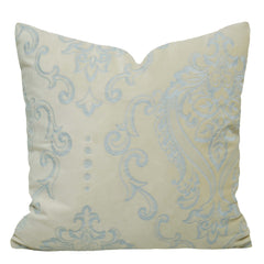 Machine Embroidered Cream & Light Blue Ornamental Cushion Cover – 45 x 45 cm