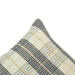 Ivory & Charcoal Plaid Woven Cotton Cushion Cover – 45x45 cm | Modern Farmhouse Throw Pillow Cover