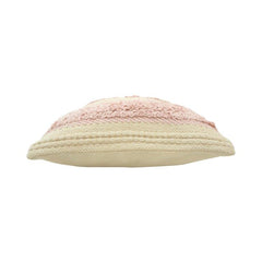 Handmade Tufted Cotton Cushion Cover 45x45 cm | Blush Pink & Ivory Textured Boho Pillow Cover