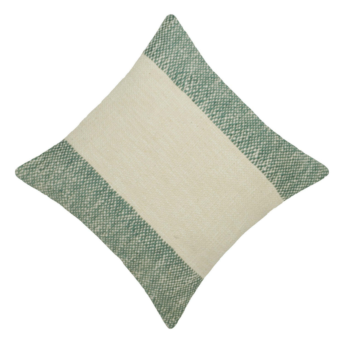 Handwoven Polyester Cushion Cover – Teal & Cream Textured Design, 45 x 45 cm