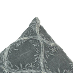 Velvet Trellis Embroidered Cushion Cover – Sage Grey | 45x45 cm Decorative Pillow Cover