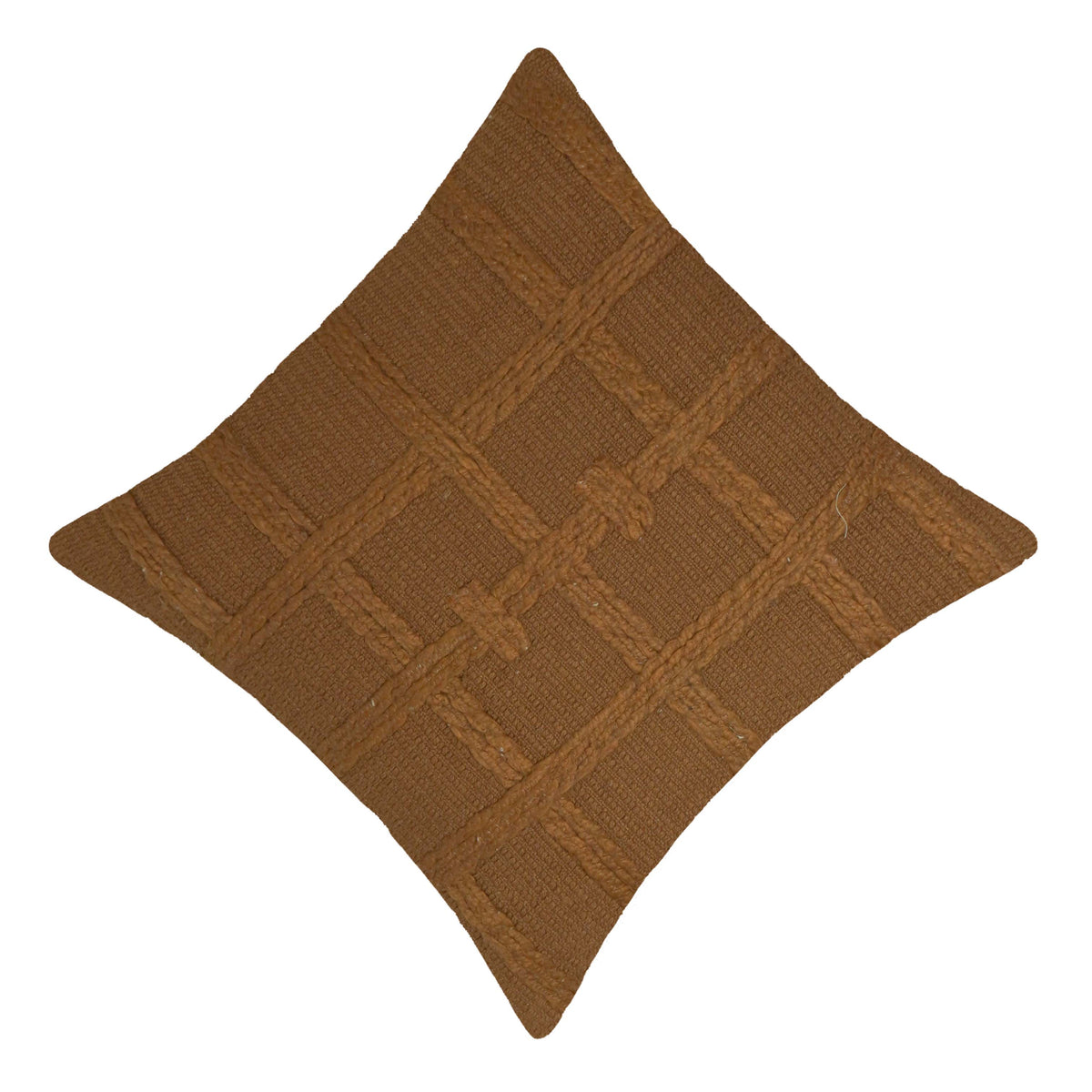 Handcrafted Brown Textured Cushion Cover – Geometric Woven Design, 45 x 45 cm
