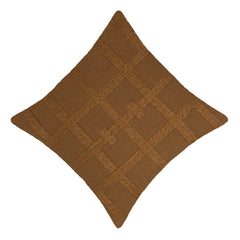 Handcrafted Brown Textured Cushion Cover – Geometric Woven Design, 45 x 45 cm