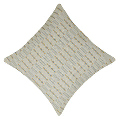 Handwoven Cotton Cushion Cover 45x45 cm | Ivory Decorative Throw Pillow Cover with Blue & Mustard Woven Stripe Pattern | Modern Boho Sofa Cushion Cover | Hidden Zipper
