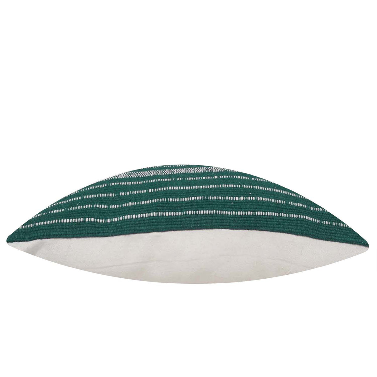 Handwoven Cotton Cushion Cover – Green & Ivory Textured Striped Design, 45 x 45 cm