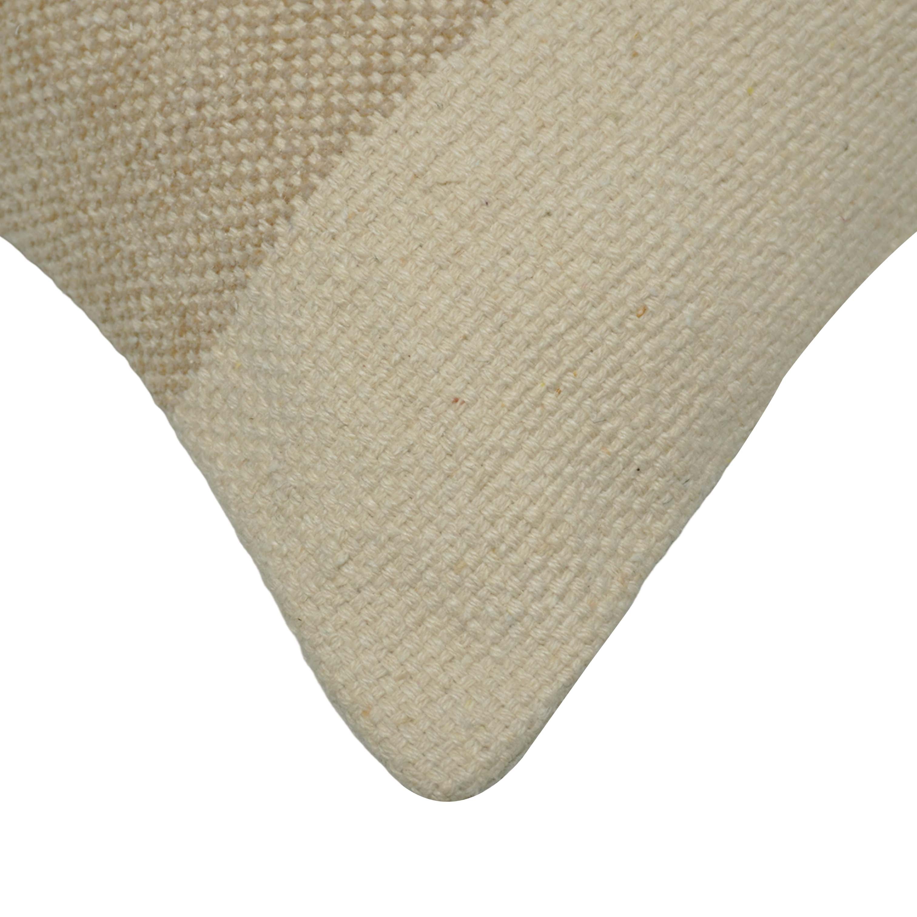 Handwoven Cotton Cushion Cover 45x45 cm | Natural Beige Striped Textured Throw Pillow Cover | Rustic Farmhouse & Boho Decorative Cushion Cover | Hidden Zipper