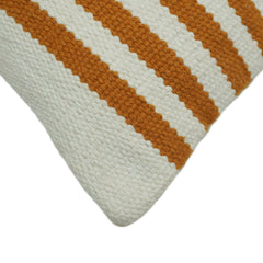 Handwoven Striped Cushion Cover 45x45 cm – Mustard, White & Grey