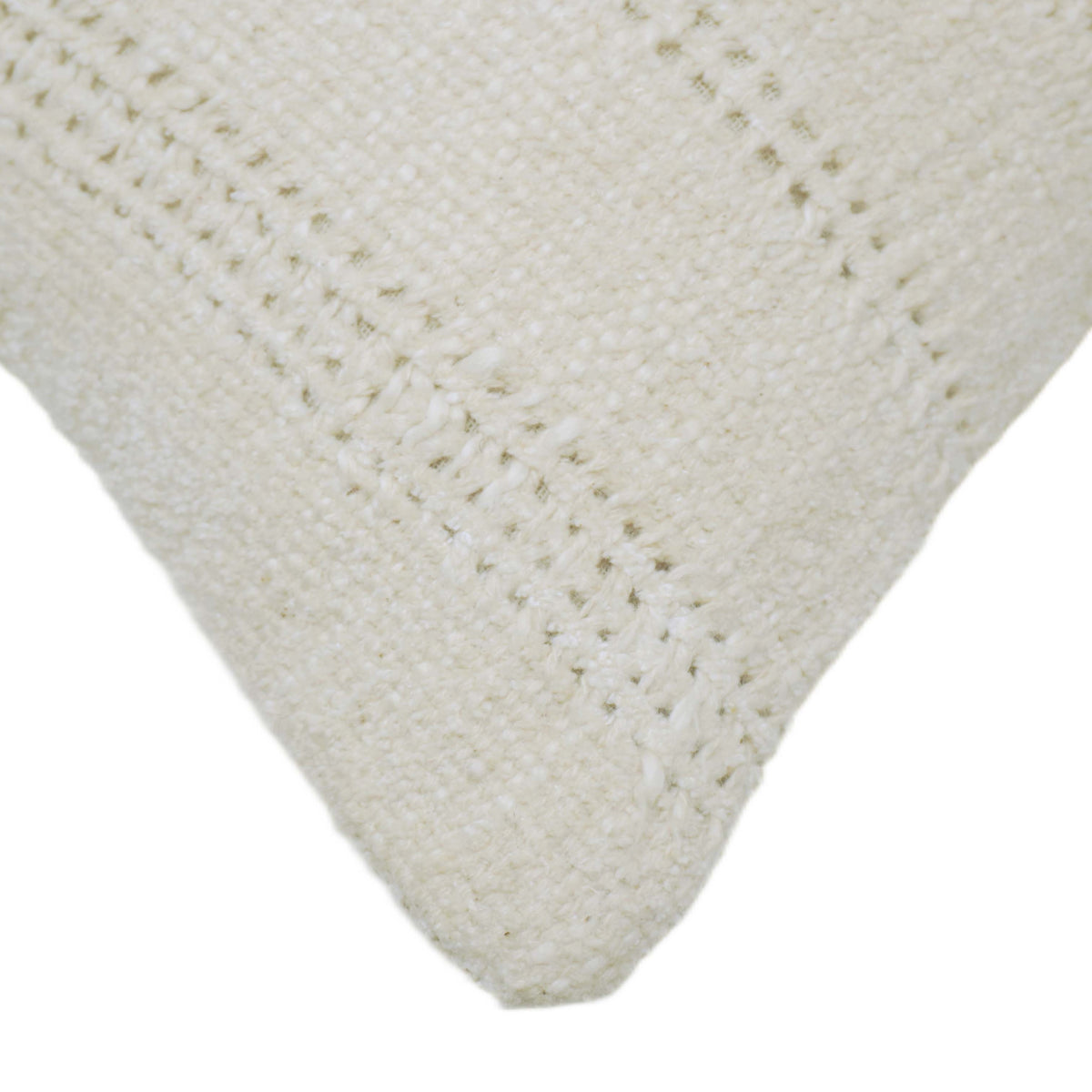 Handwoven Ivory Textured Stripe Cushion Cover – 45 x 45 cm