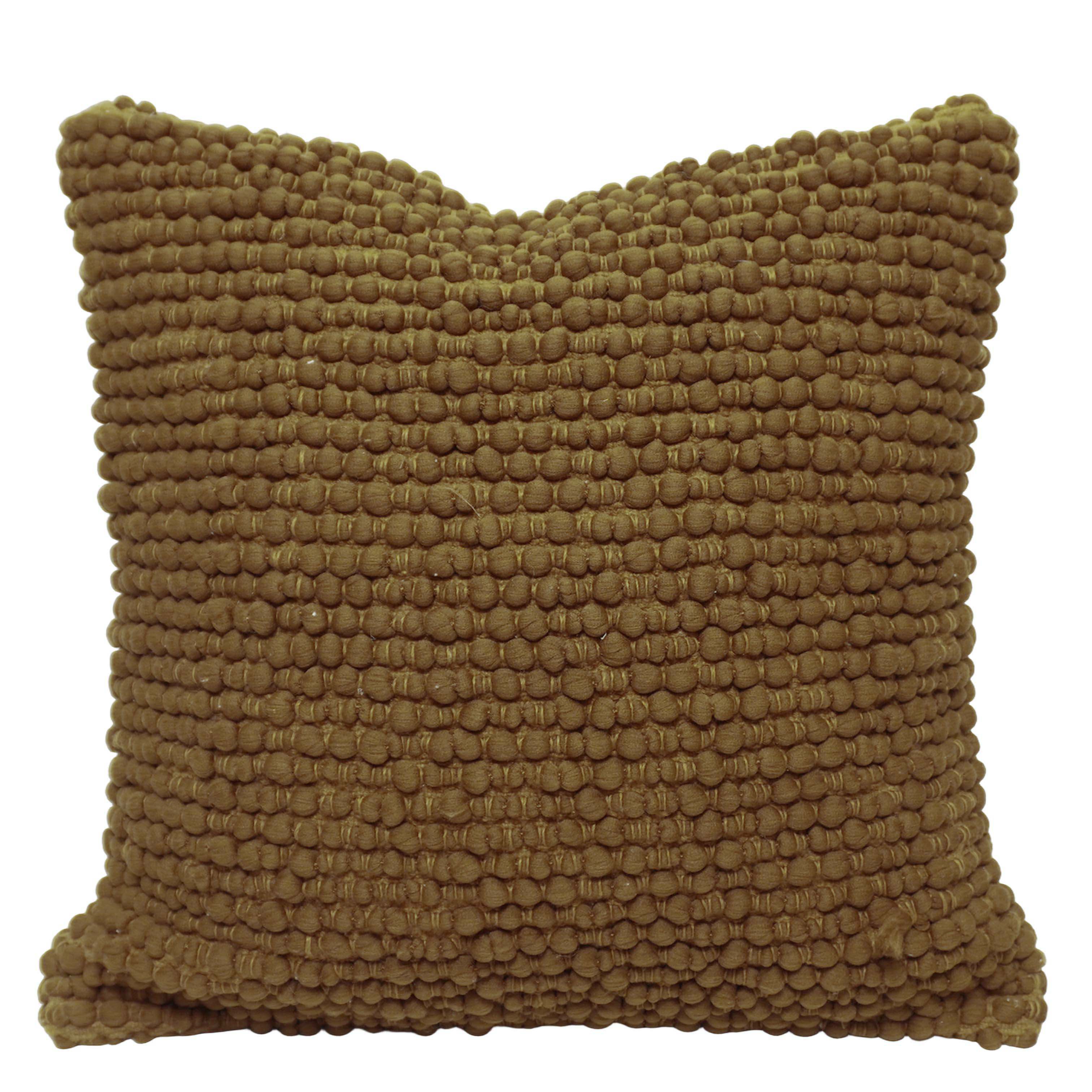 Handwoven Polyester Textured Cushion Cover 45x45 cm | Chunky Bobble Woven Throw Pillow Cover | Modern Boho Decorative Cushion Cover | Concealed Zip