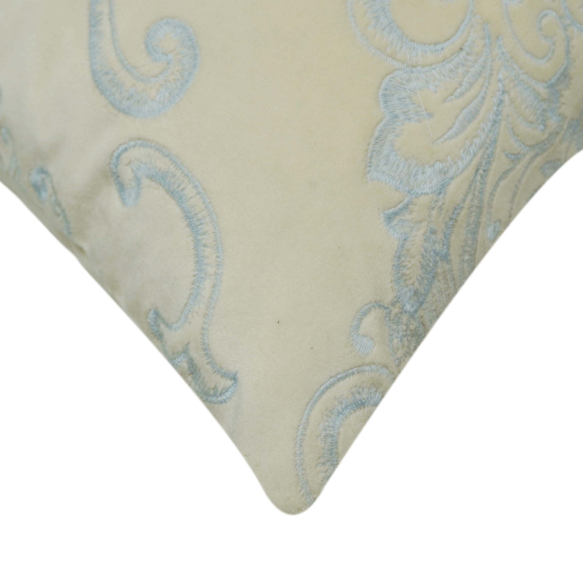 Machine Embroidered Cream & Light Blue Ornamental Cushion Cover – 45 x 45 cm