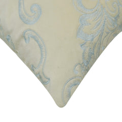 Machine Embroidered Cream & Light Blue Ornamental Cushion Cover – 45 x 45 cm