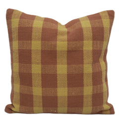 Brown & Mustard Plaid Handwoven Cotton Cushion Cover 45x45 cm
