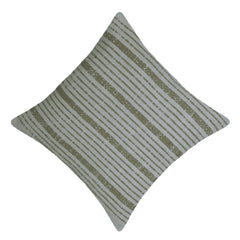 Handwoven Cotton Cushion Cover – Sage Green & Ivory Striped Textured Design, 45 x 45 cm