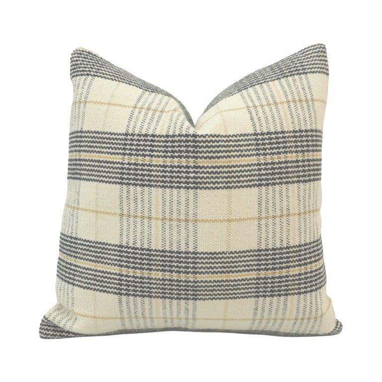 Ivory & Charcoal Plaid Woven Cotton Cushion Cover – 45x45 cm | Modern Farmhouse Throw Pillow Cover - Bulk manufacturer & supplier from Panipat, India