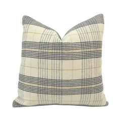 Ivory & Charcoal Plaid Woven Cotton Cushion Cover – 45x45 cm | Modern Farmhouse Throw Pillow Cover