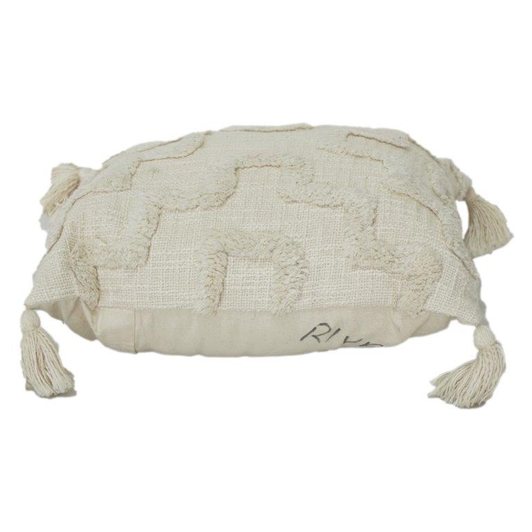 Boho Baumwoll-Kissenbezug mit Quasten | Strukturierter, neutraler Kissenbezug | 45x45 cm - Bulk manufacturer & supplier from Panipat, India