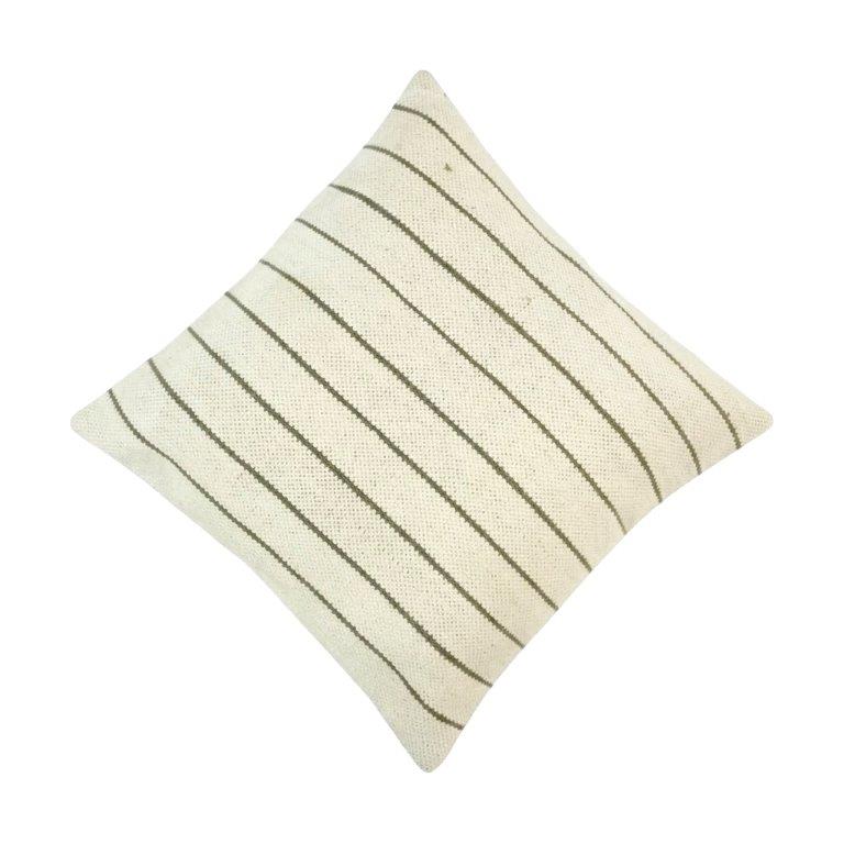 Handmade Cotton Striped Cushion Cover 45x45 cm | Woven Ivory & Charcoal Decorative Pillow Cover | Artisan Textured Throw Cushion - Bulk manufacturer & supplier from Panipat, India