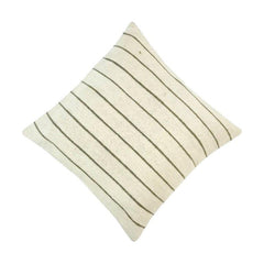 Handmade Cotton Striped Cushion Cover 45x45 cm | Woven Ivory & Charcoal Decorative Pillow Cover | Artisan Textured Throw Cushion